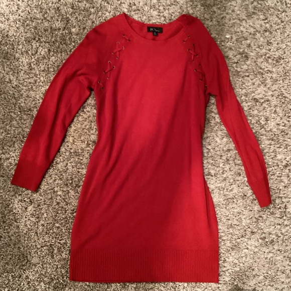 BCX Size XXL Red Knit Lace Up Sweater Dress - Picture 2 of 5